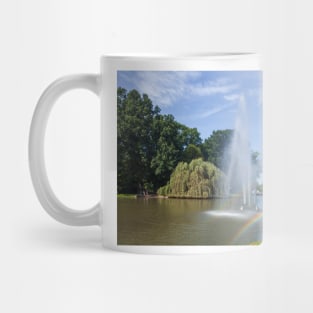 Germany; Europe; Lower Saxony; Delmenhorst; Park; park area; graft; rainbow; Fountain; water fountain Mug